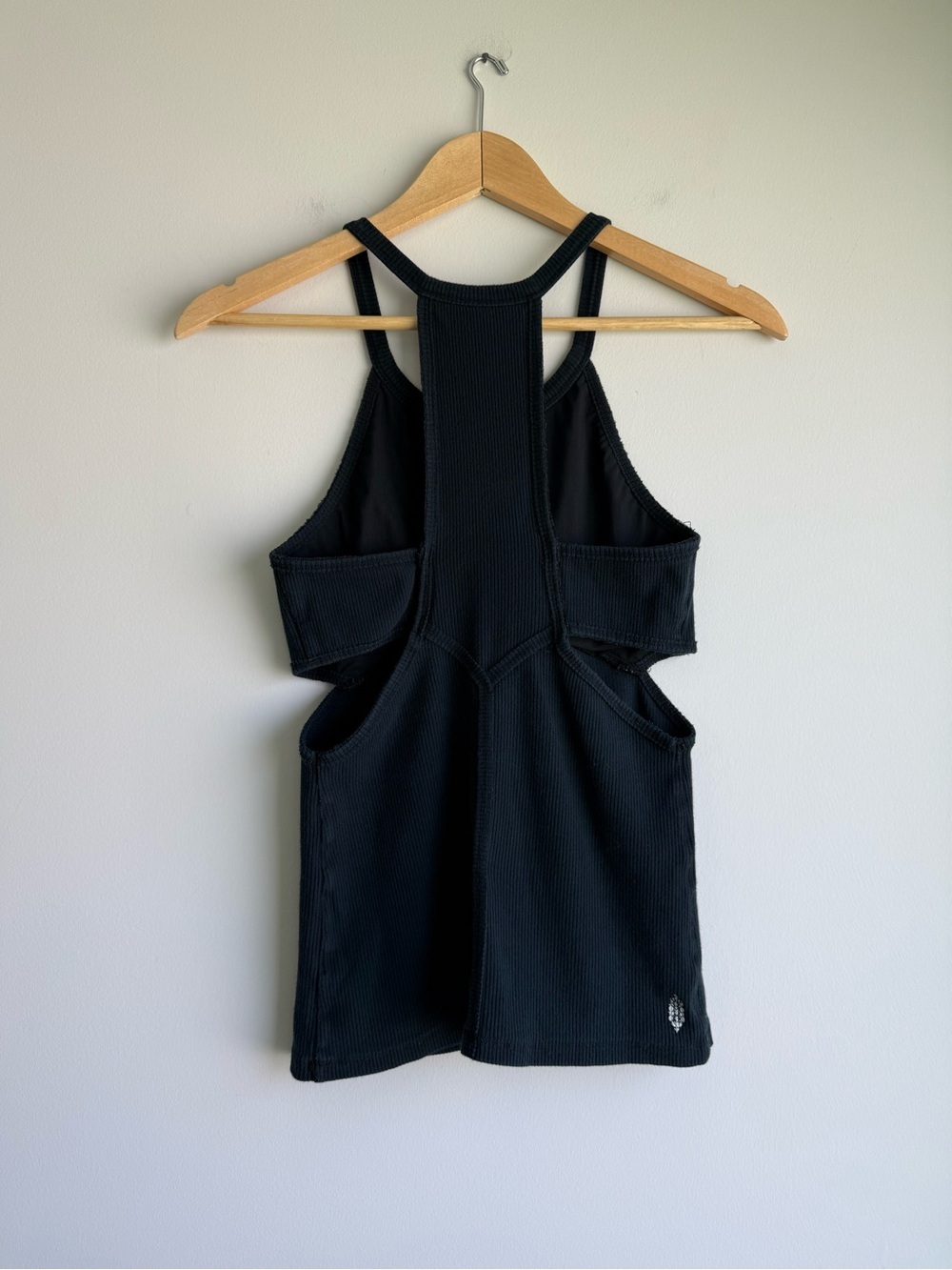 Free People Movement Black Ribbed Cutout Racerback Active Tank Top S